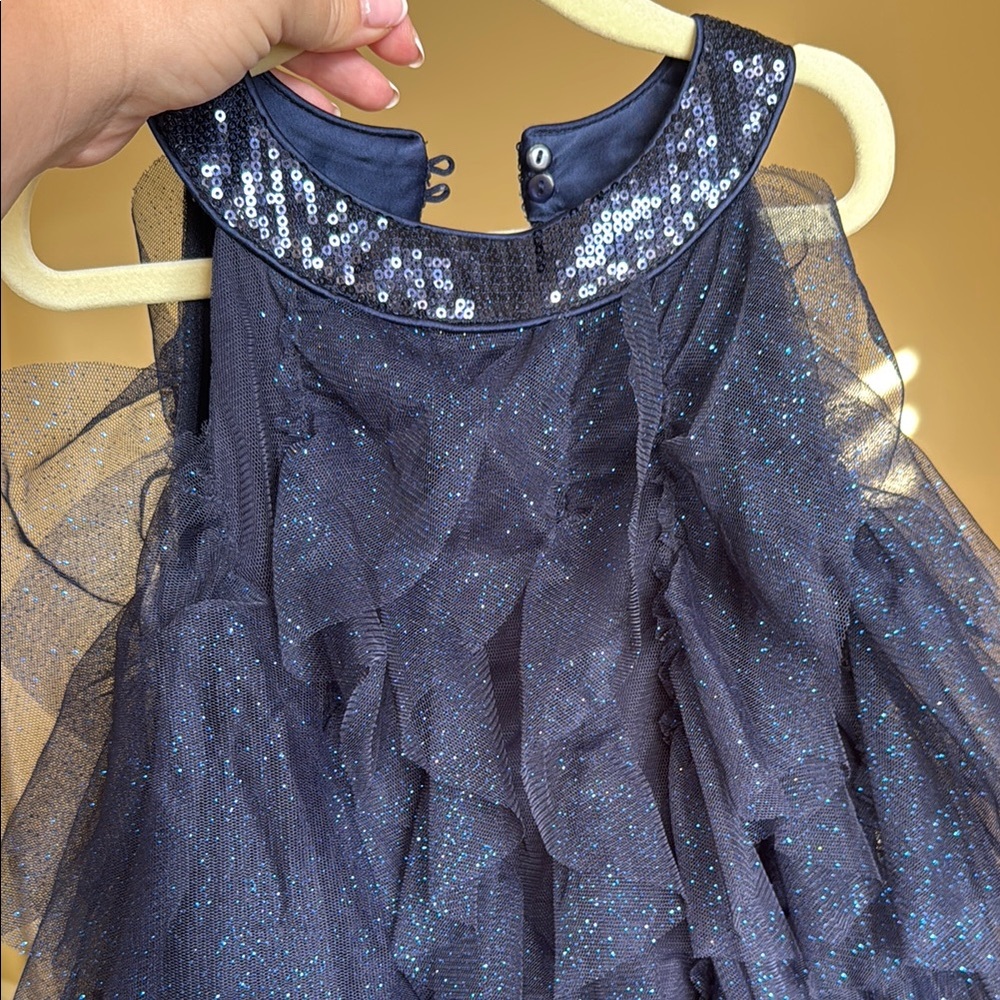 Sparkling Navy Ruffle Dress - Picture 5 of 8